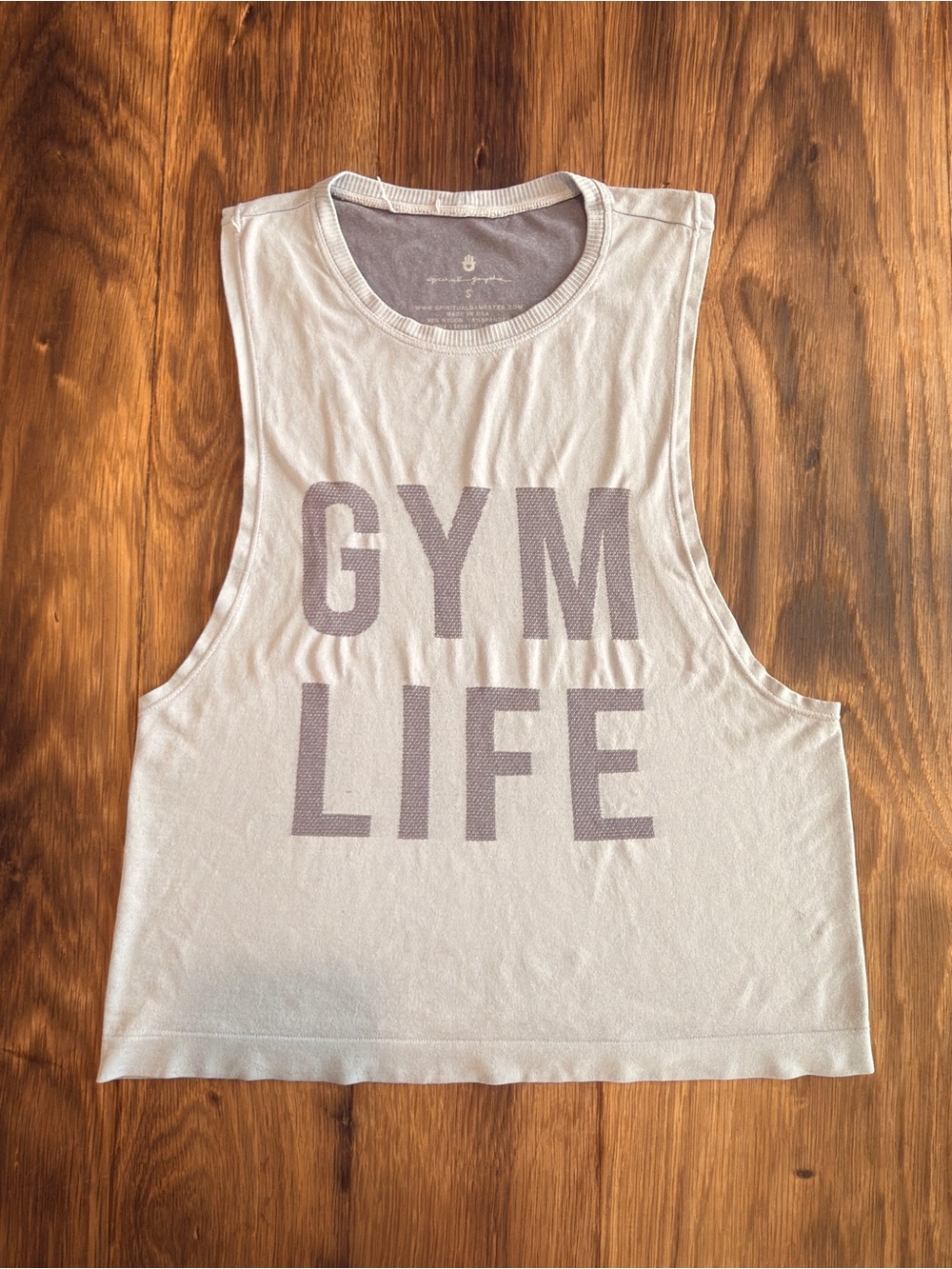 Spiritual Gangster Muscle Tank - Light Gray with Lavender Print